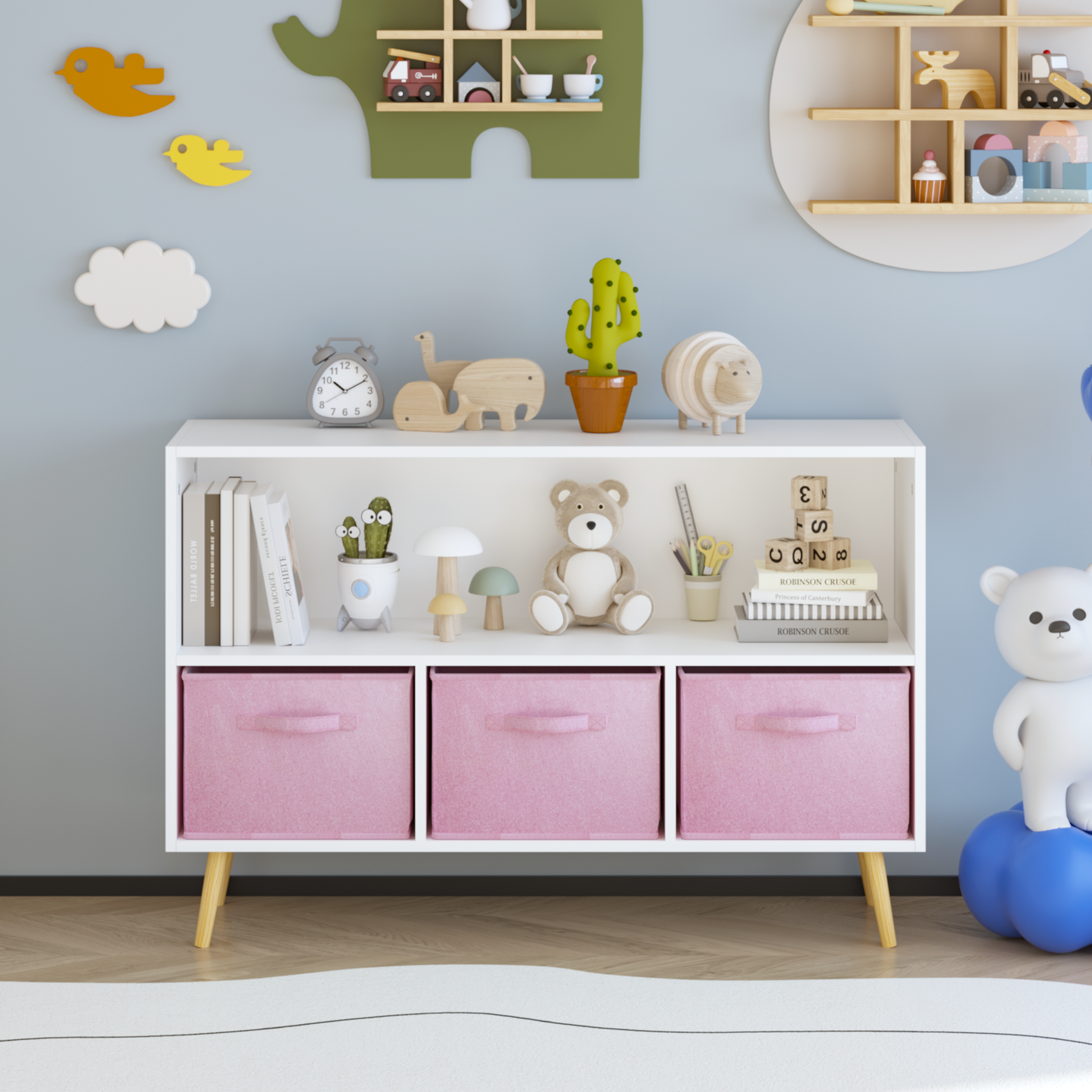 Kids Storage Cabinet with Drawers