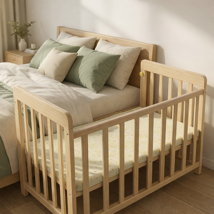 Wooden Baby Cot with Wheels