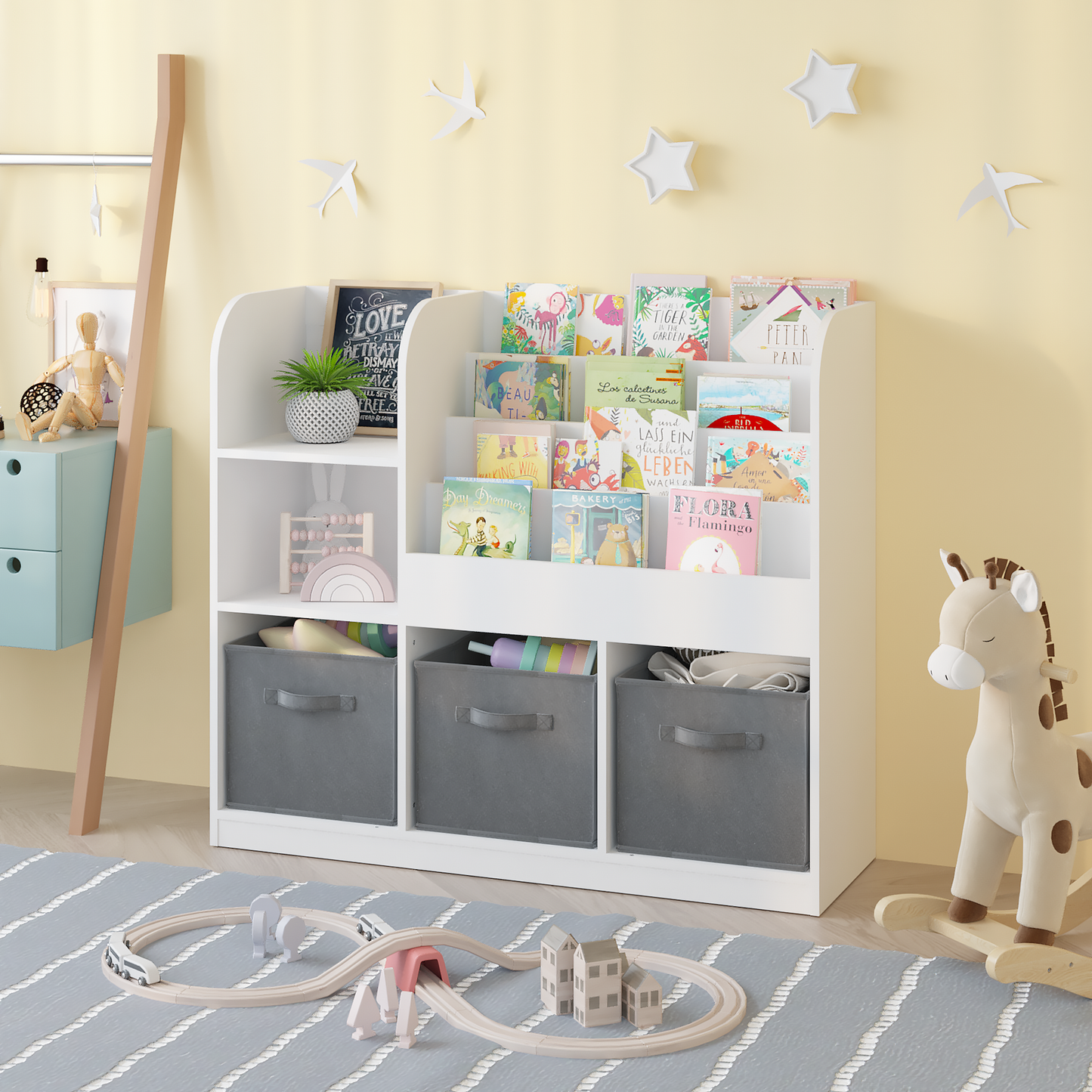 Grey Kids Storage Bookcase
