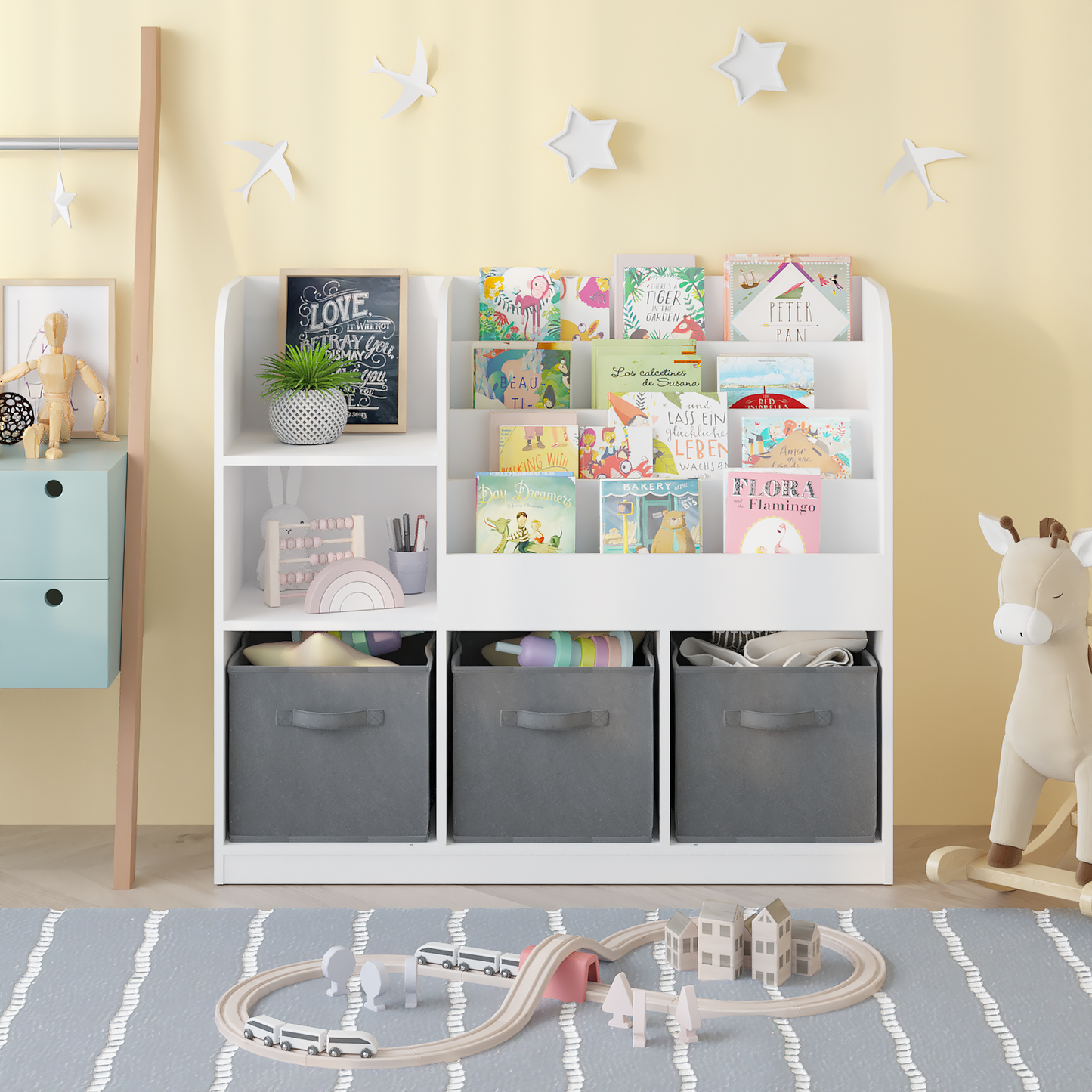 Grey Kids Storage Bookcase