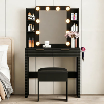 Hollywood Lighted Makeup Vanity Set with Stool