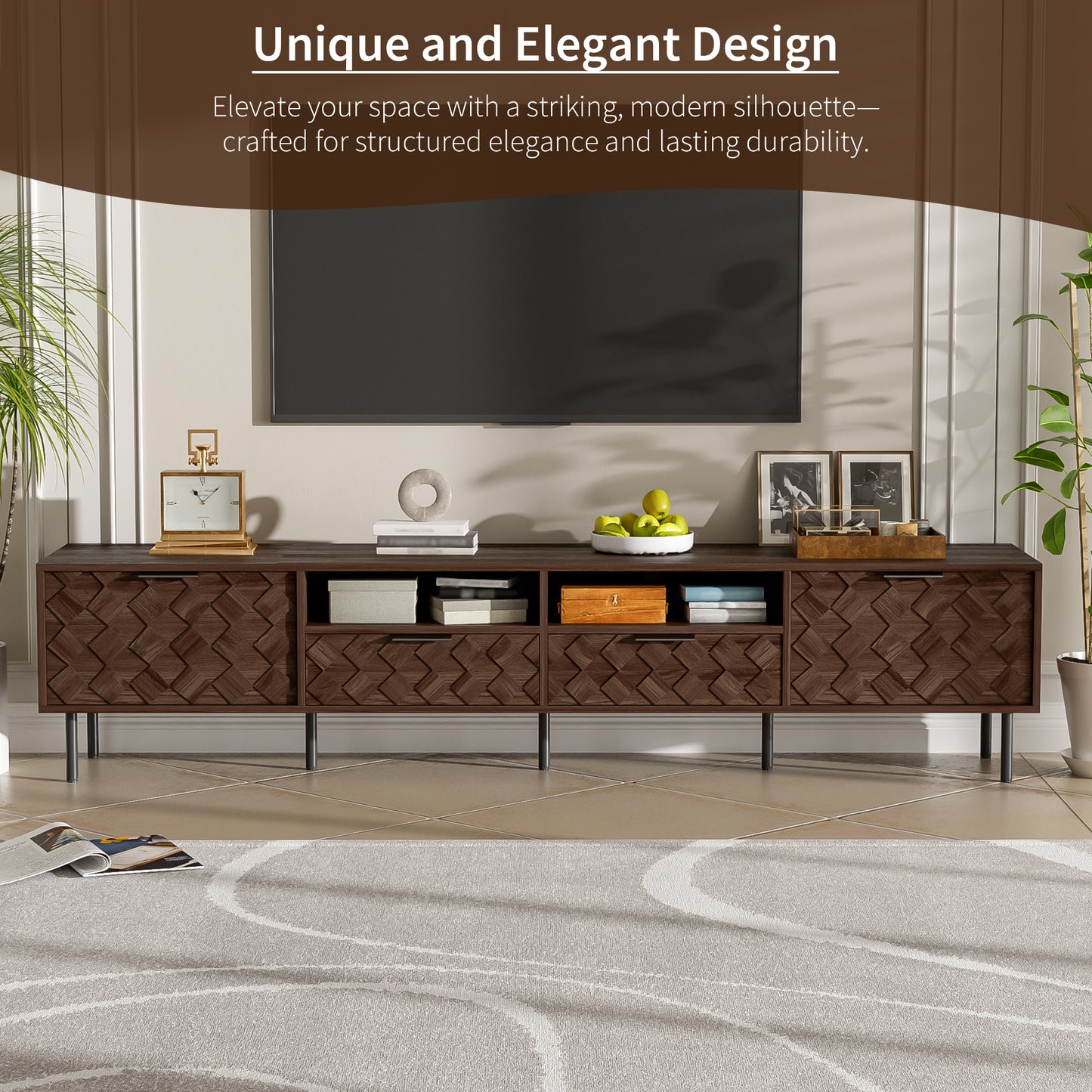Modern Walnut TV Entertainment Unit