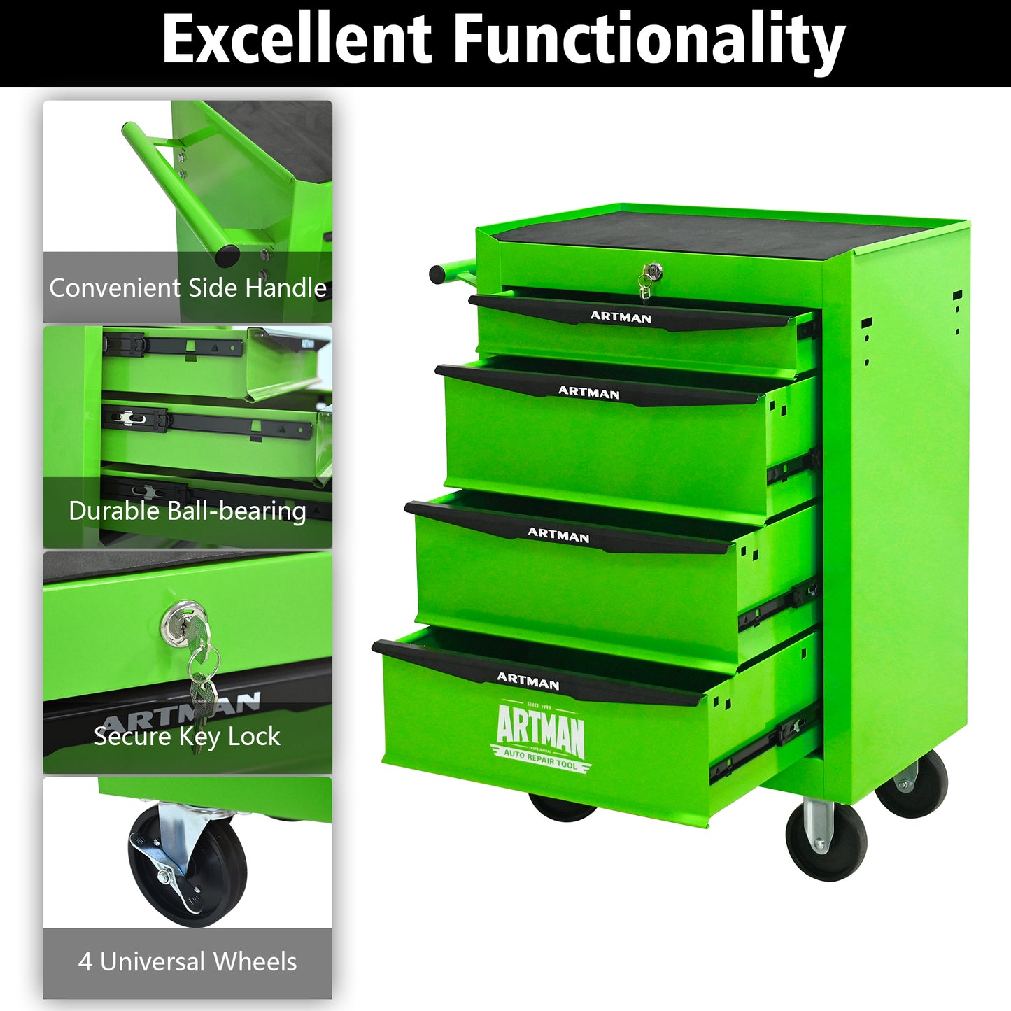 Green Rolling Tool Storage Cabinet