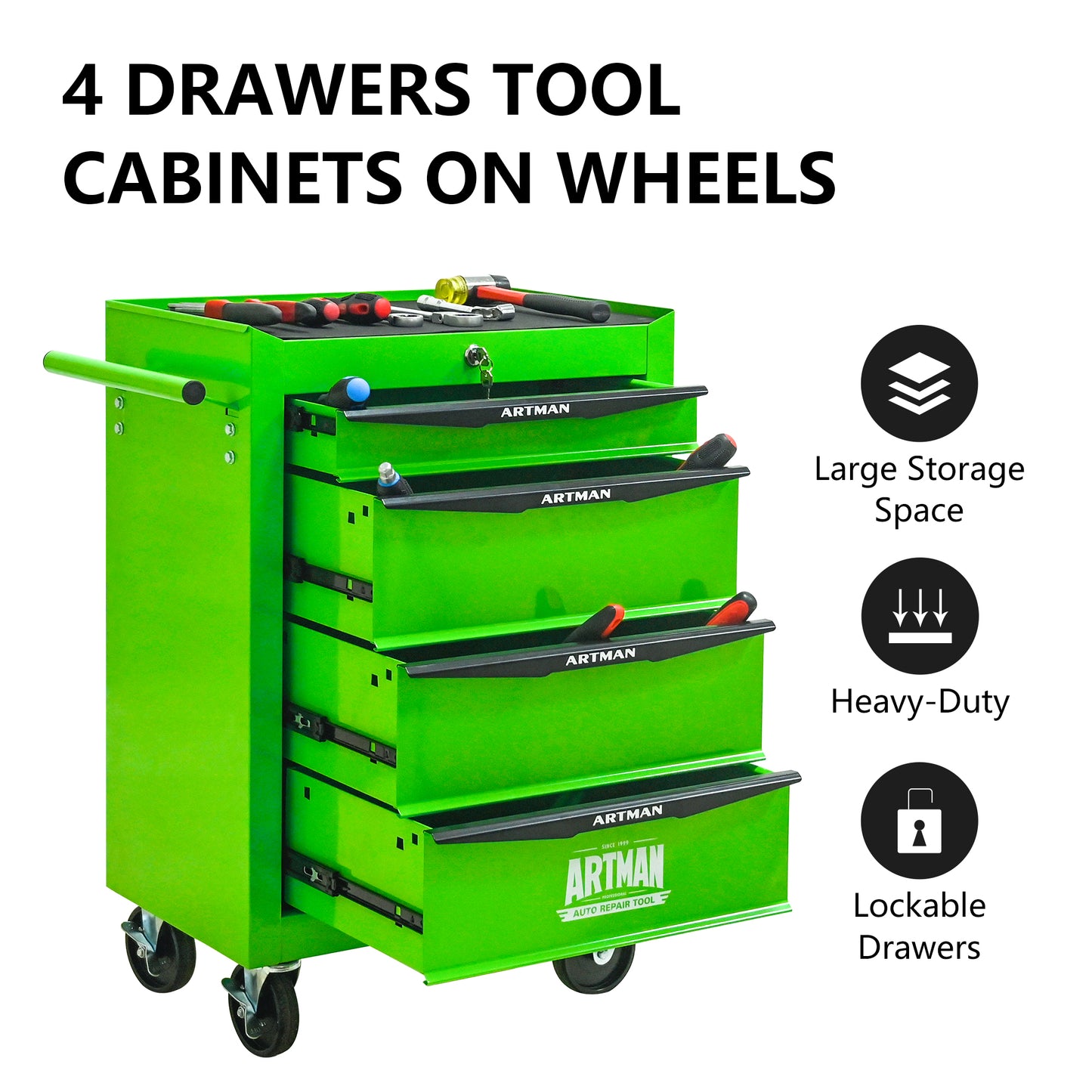 Green Rolling Tool Storage Cabinet