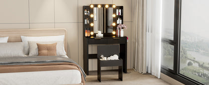 Hollywood Lighted Makeup Vanity Set with Stool