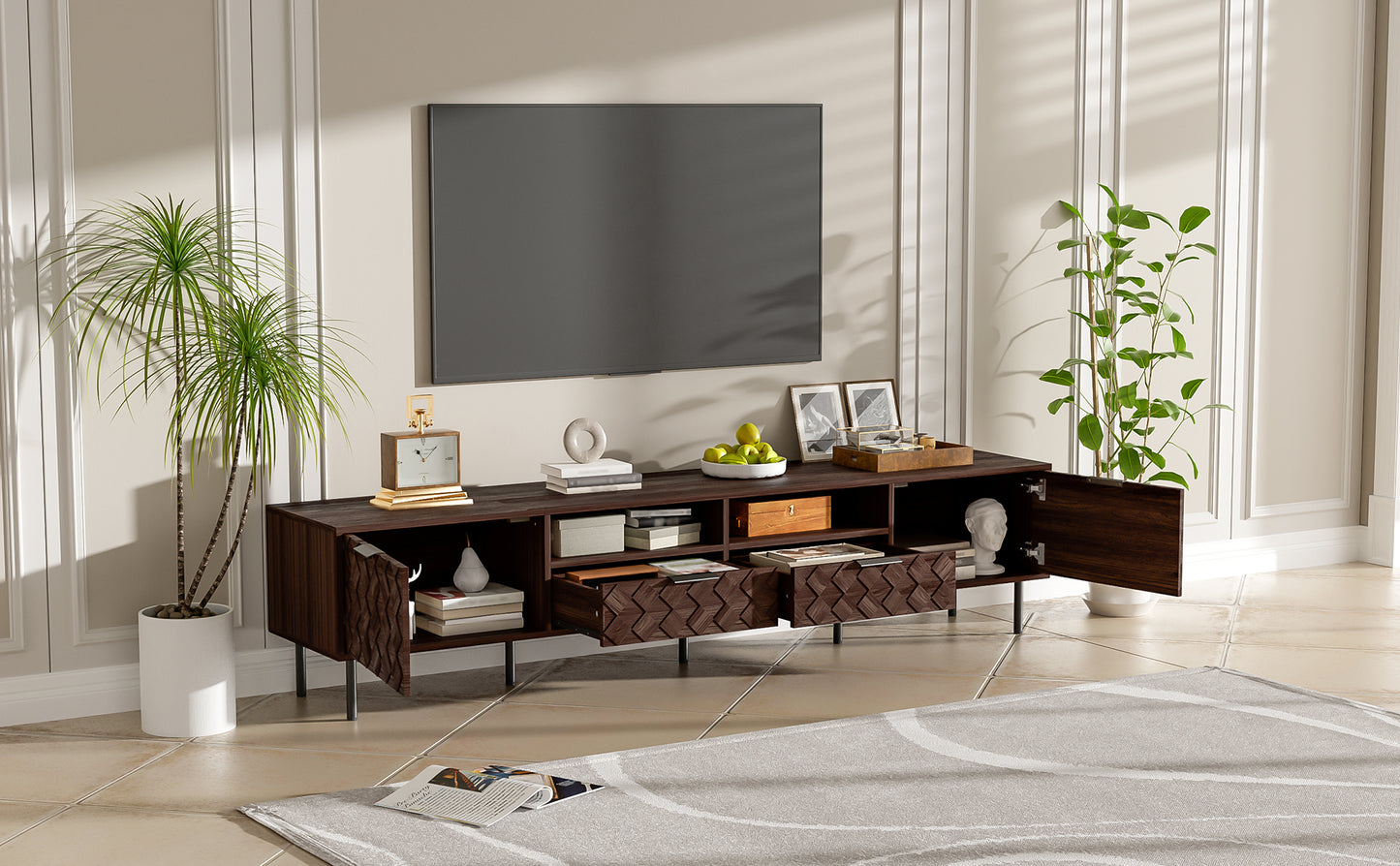 Modern Walnut TV Entertainment Unit