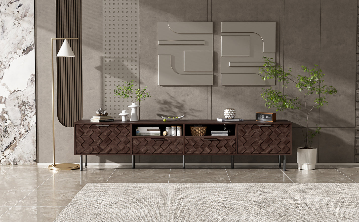 Modern Walnut TV Entertainment Unit