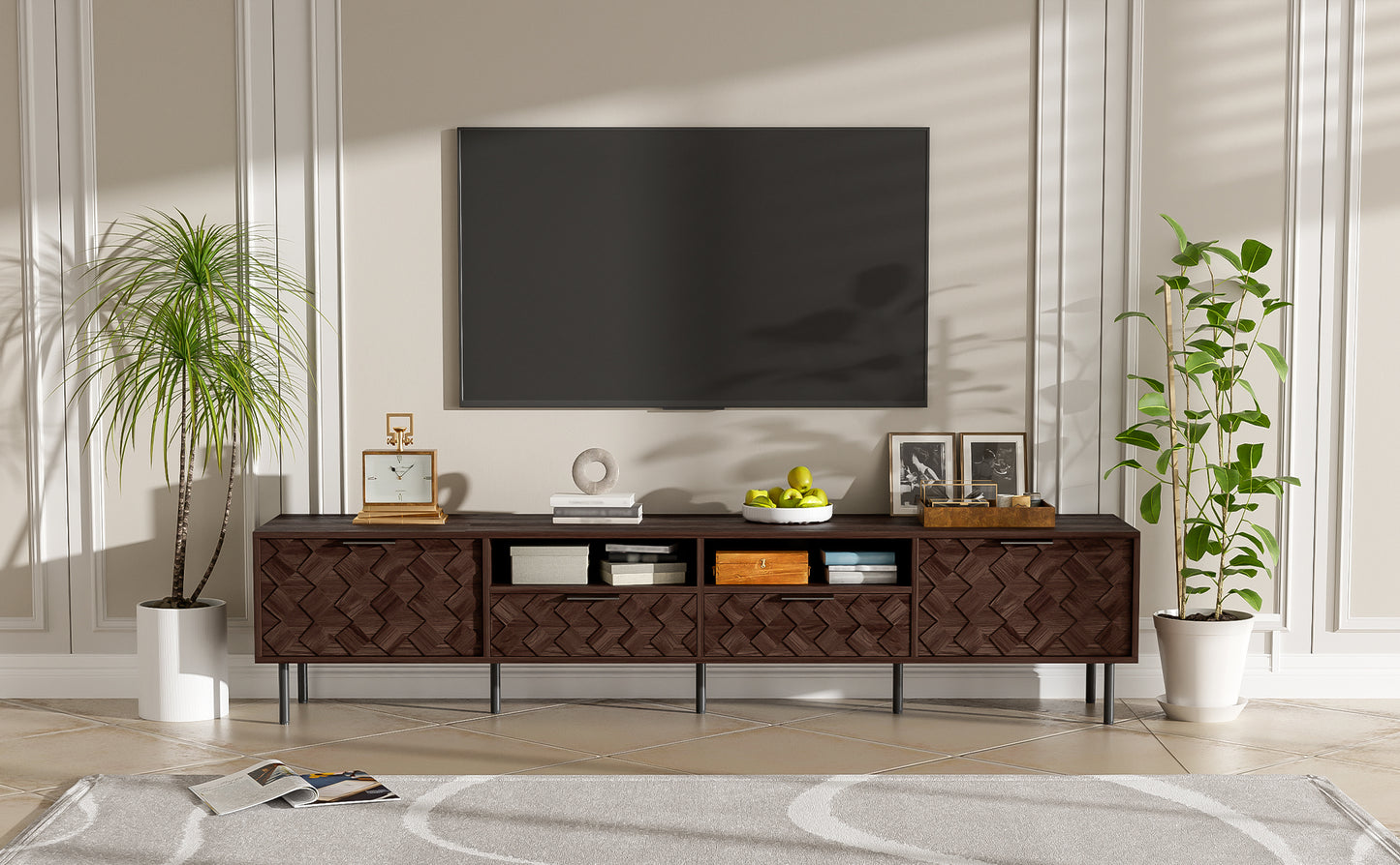 Modern Walnut TV Entertainment Unit