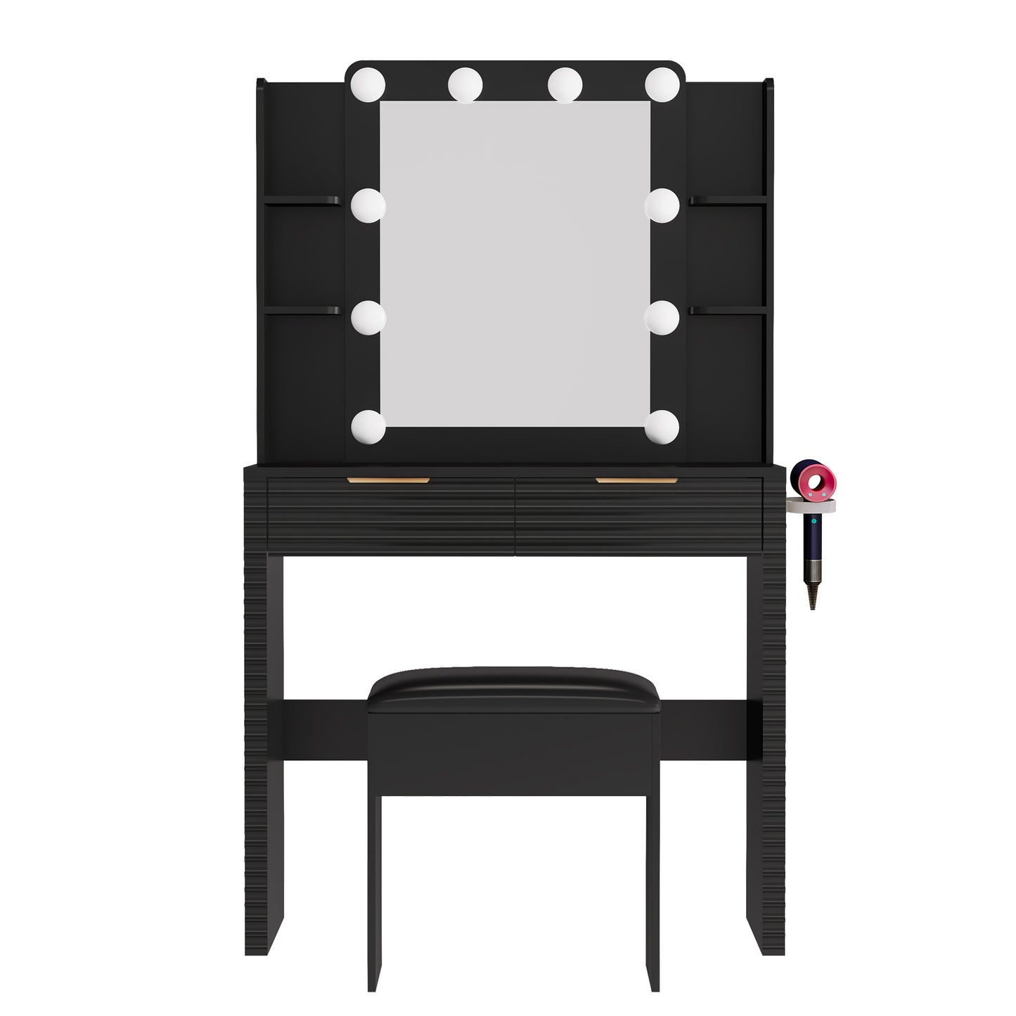 Hollywood Lighted Makeup Vanity Set with Stool