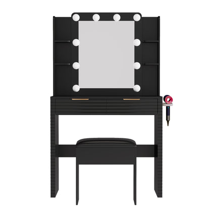 Hollywood Lighted Makeup Vanity Set with Stool