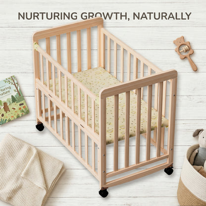 Wooden Baby Cot with Wheels