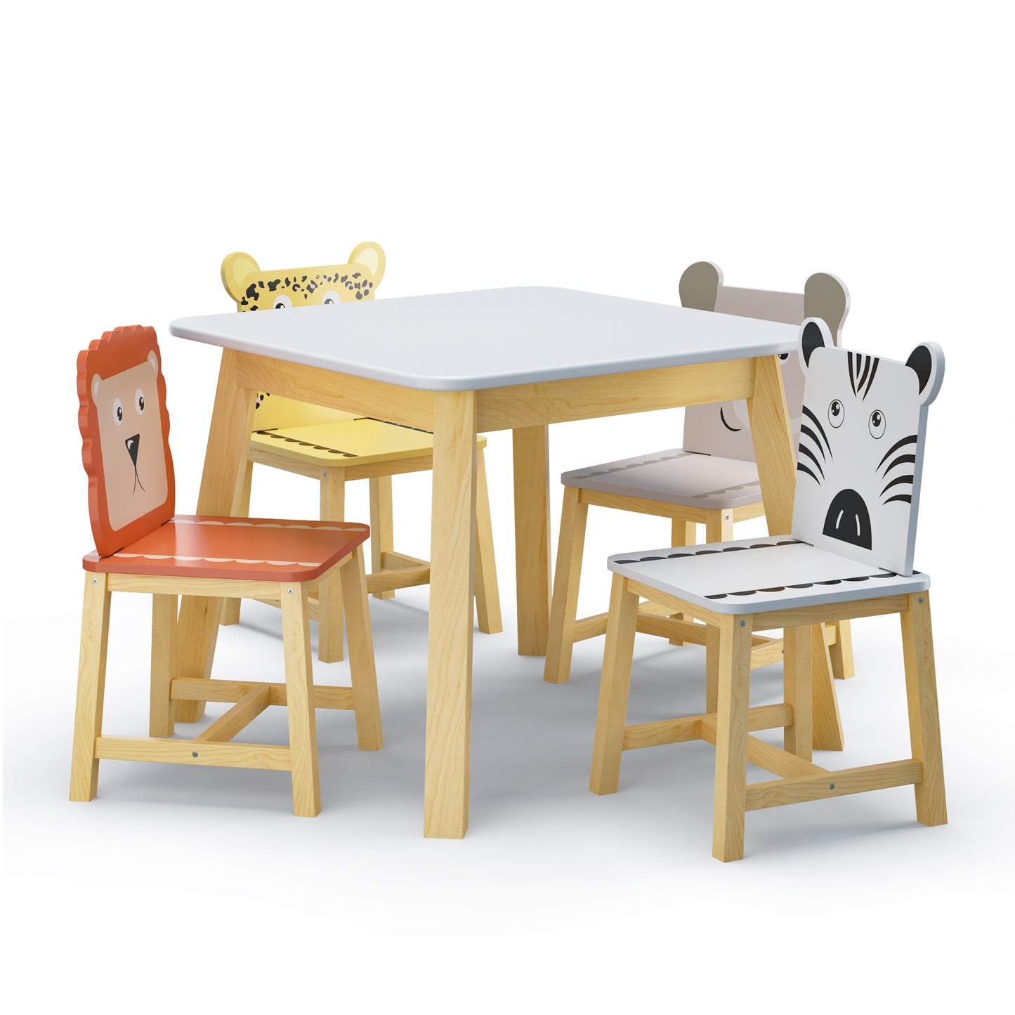 Kids Study Table and Animal Chair Set
