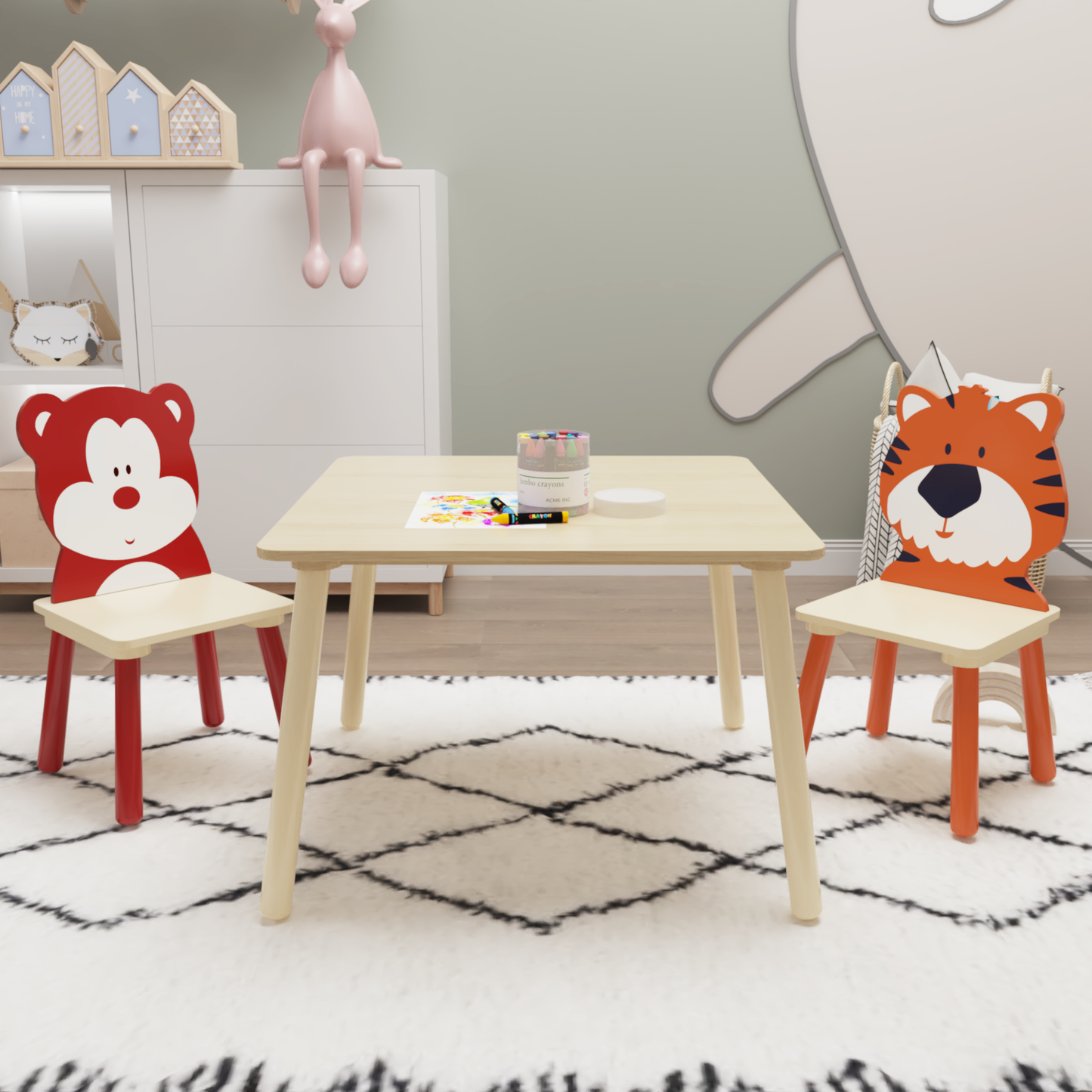 Animal Kids Table and Chairs Set