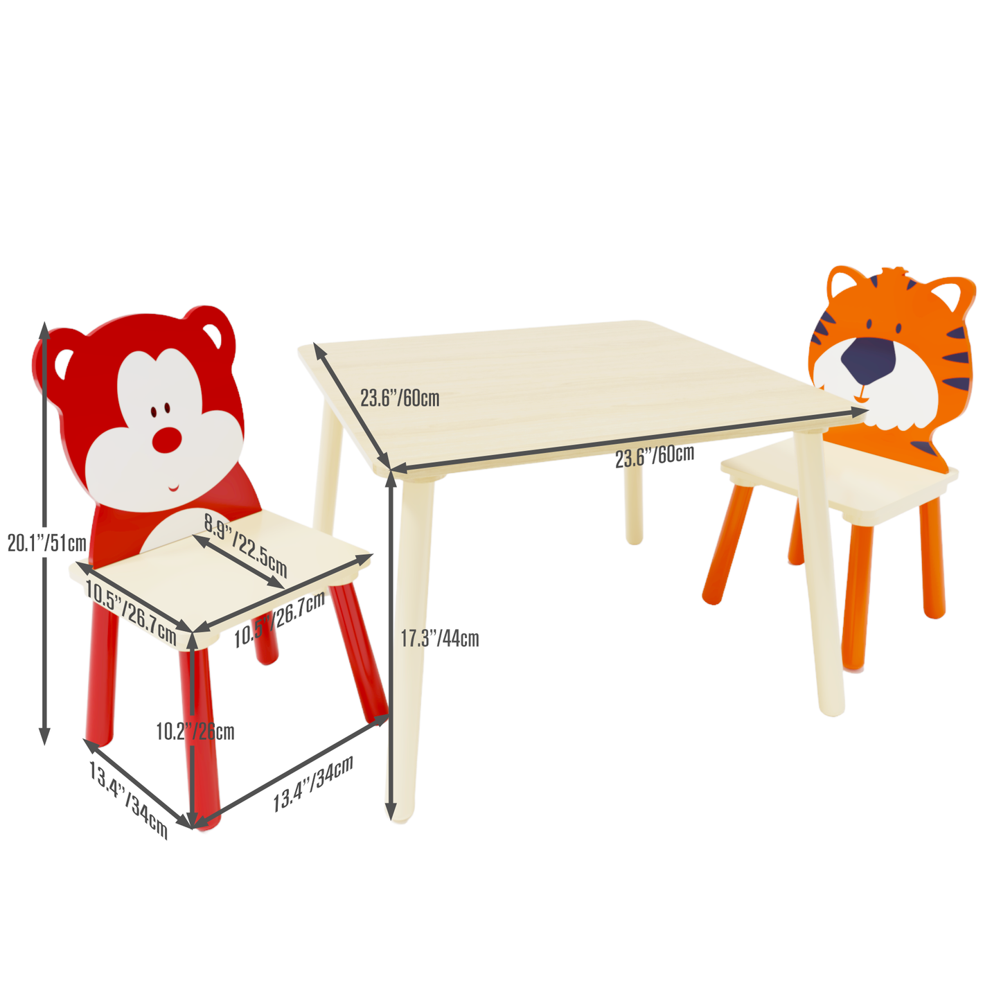 Animal Kids Table and Chairs Set