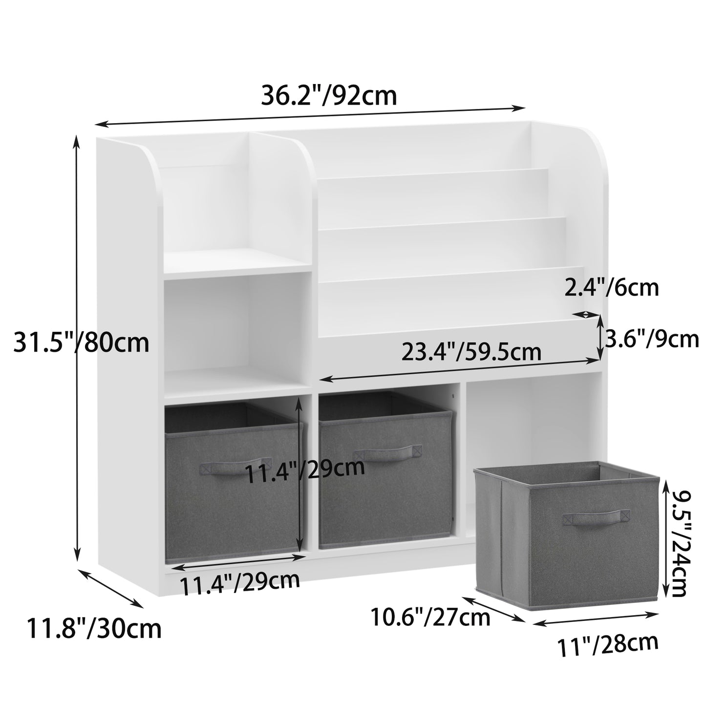 Grey Kids Storage Bookcase