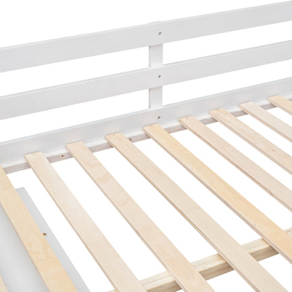White Timber Loft Bed with Storage Desk