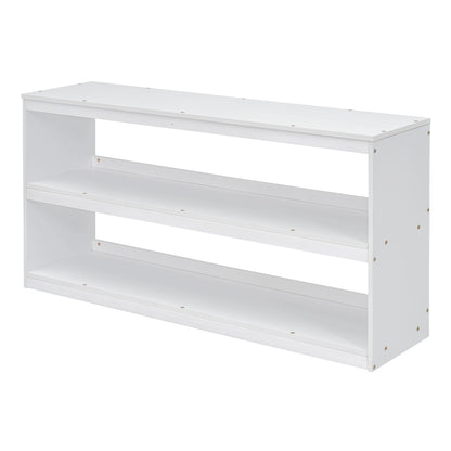 White Timber Loft Bed with Storage Desk