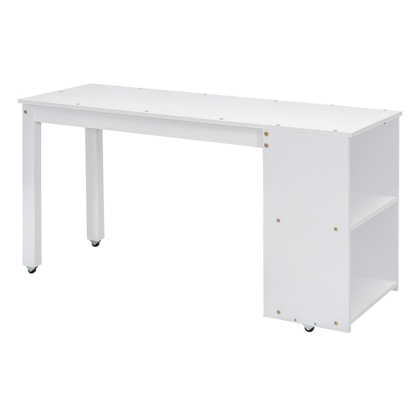 White Timber Loft Bed with Storage Desk