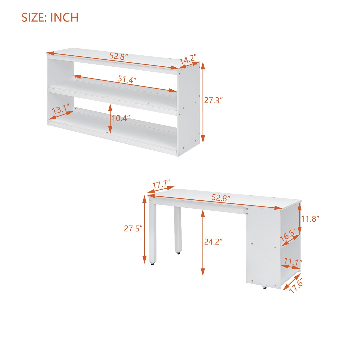 White Timber Loft Bed with Storage Desk