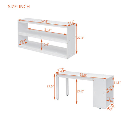White Timber Loft Bed with Storage Desk
