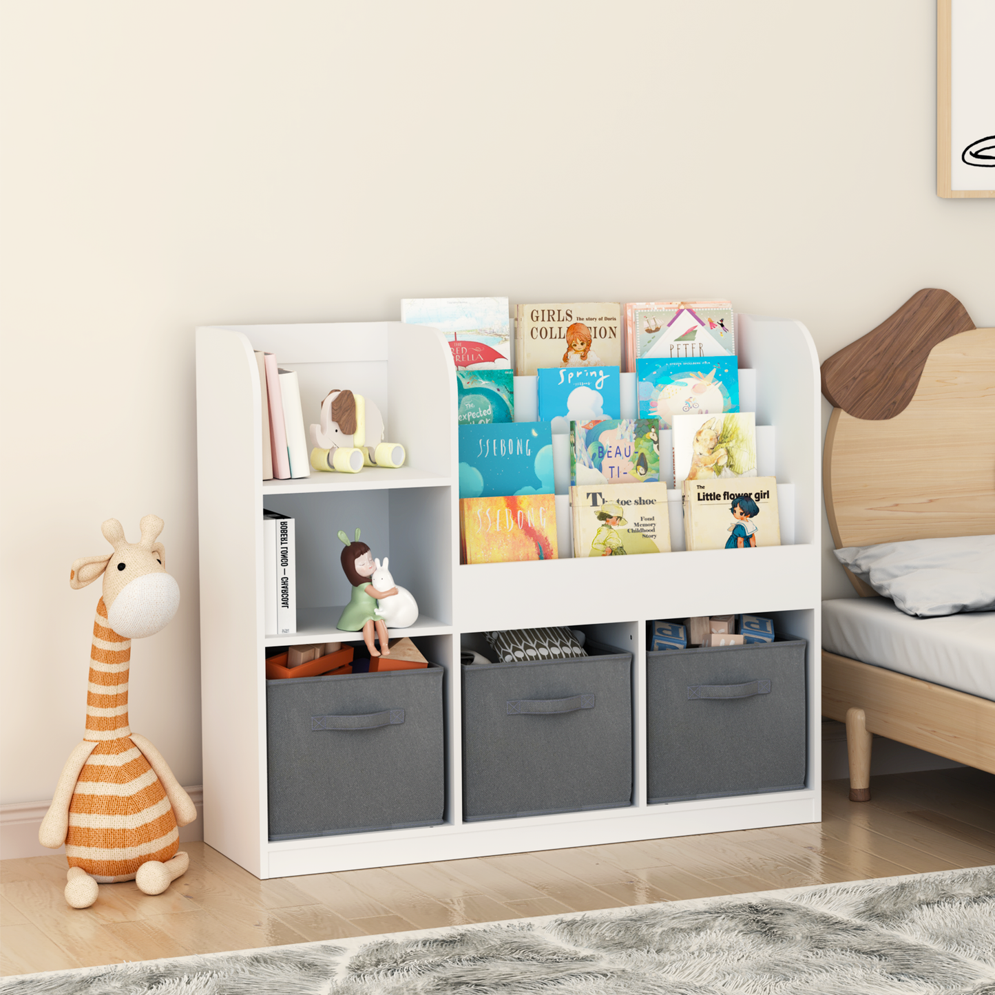Grey Kids Storage Bookcase