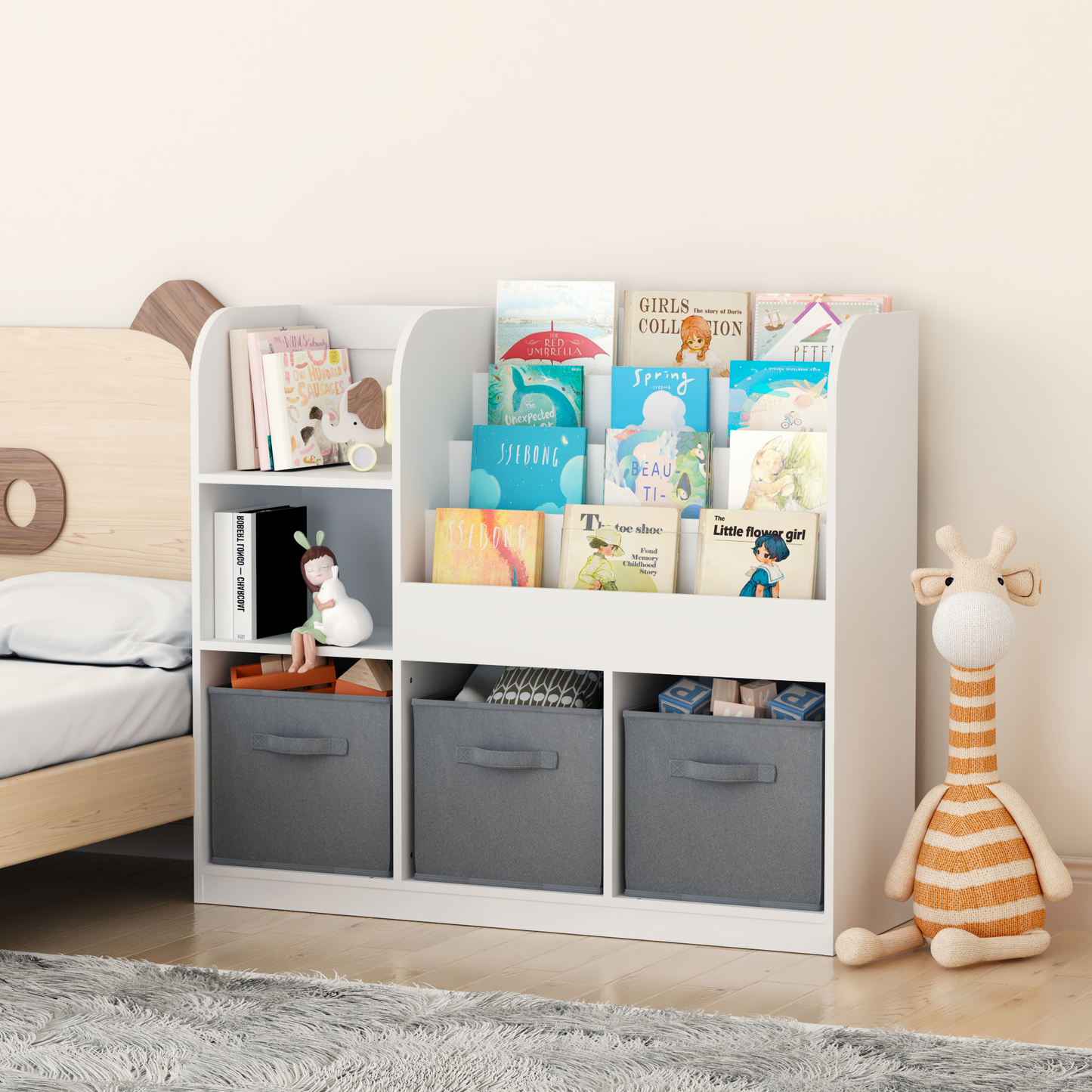 Grey Kids Storage Bookcase
