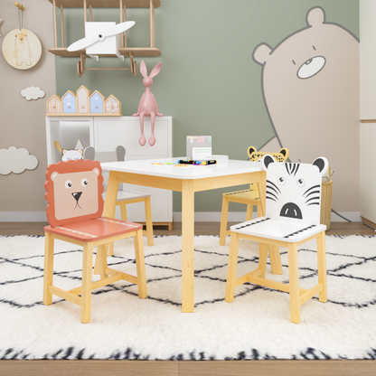 Kids Study Table and Animal Chair Set