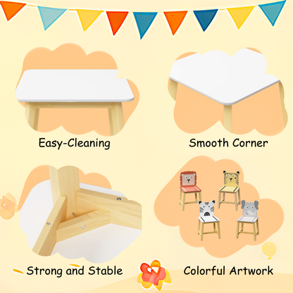 Kids Study Table and Animal Chair Set