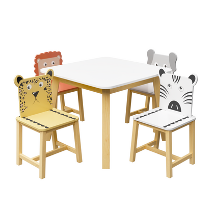 Kids Study Table and Animal Chair Set