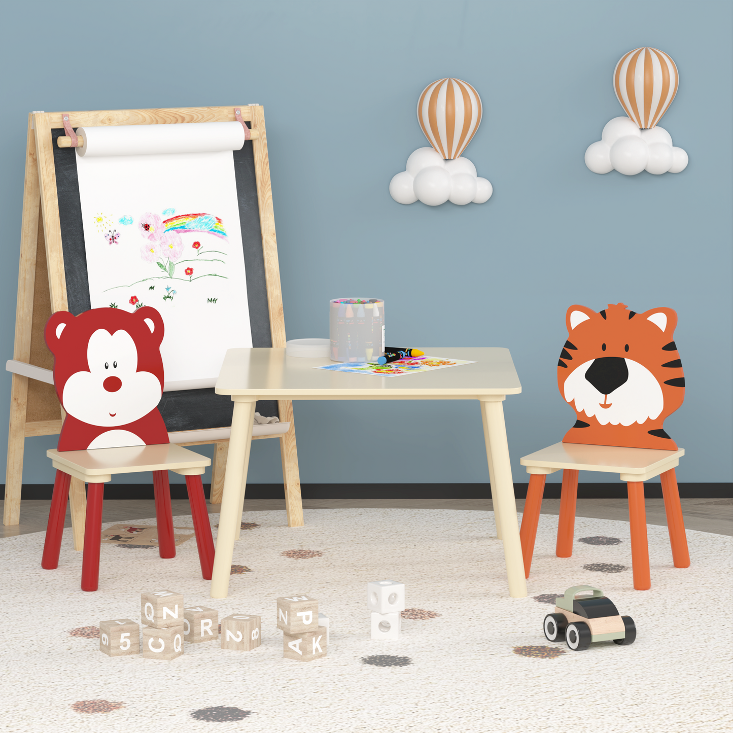 Animal Kids Table and Chairs Set