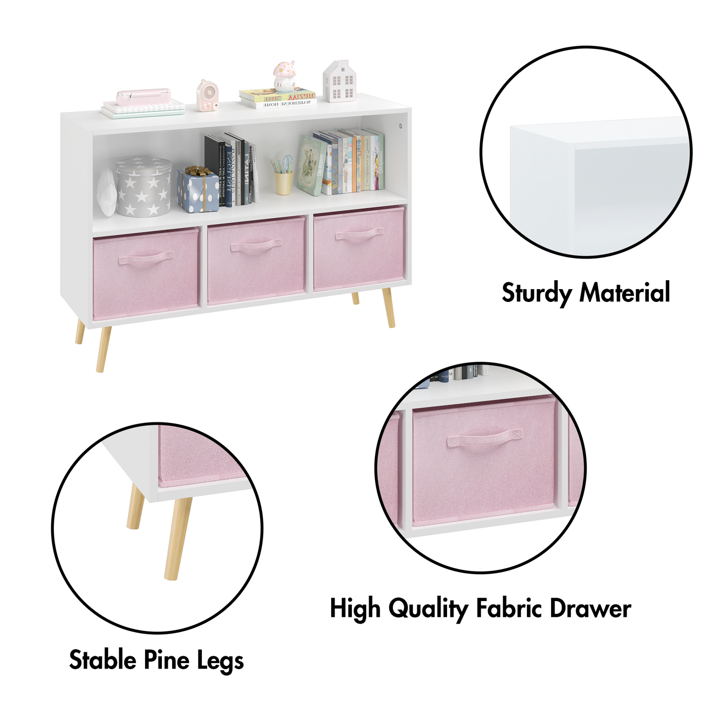 Kids Storage Cabinet with Drawers