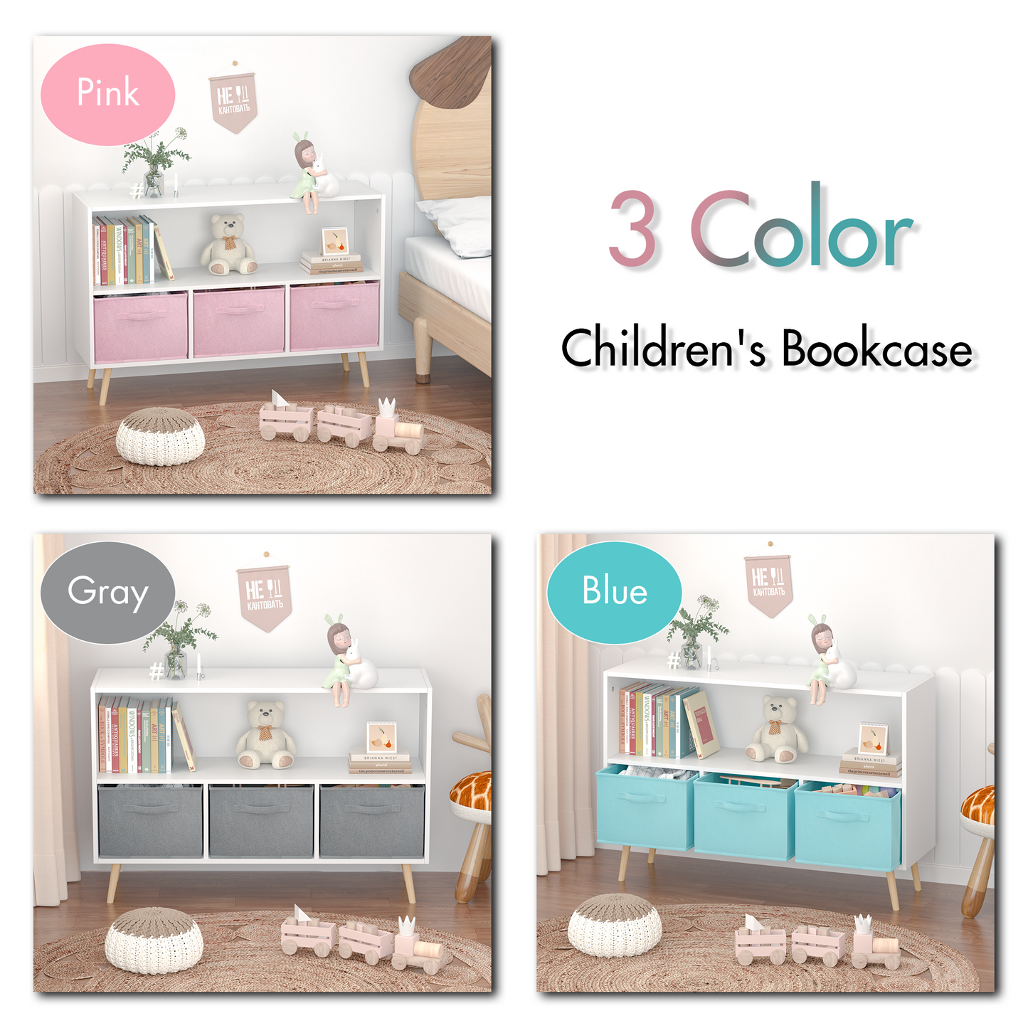 Kids Storage Cabinet with Drawers
