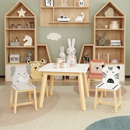 Kids Study Table and Animal Chair Set