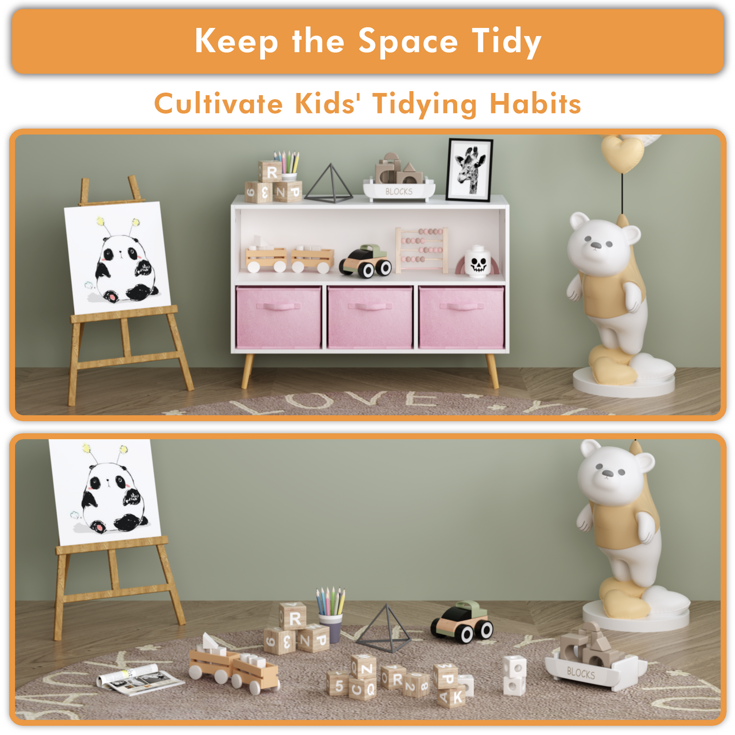 Kids Storage Cabinet with Drawers