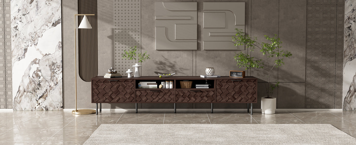 Modern Walnut TV Entertainment Unit