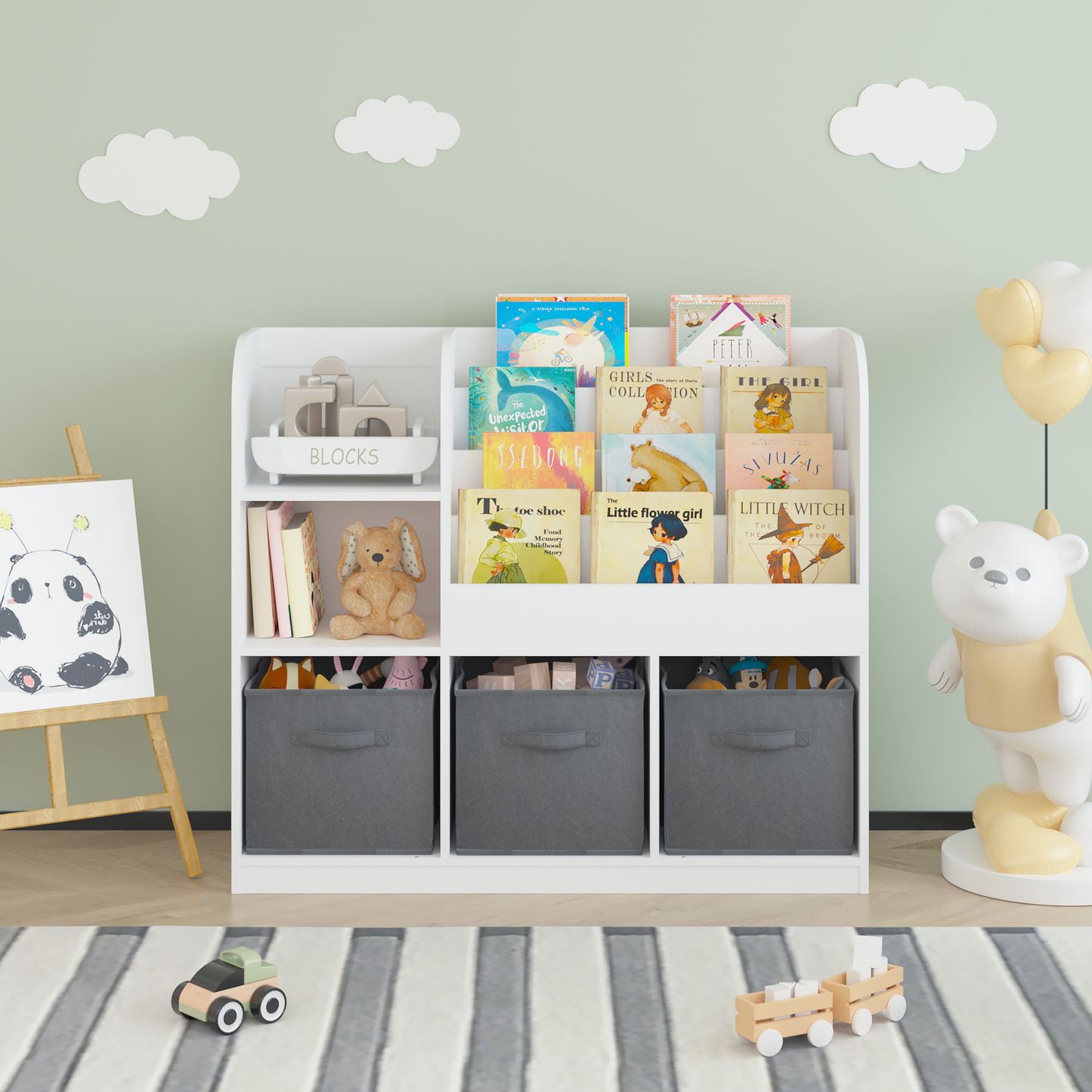 Grey Kids Storage Bookcase