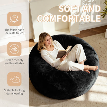 Large Round Black Bean Bag Chair