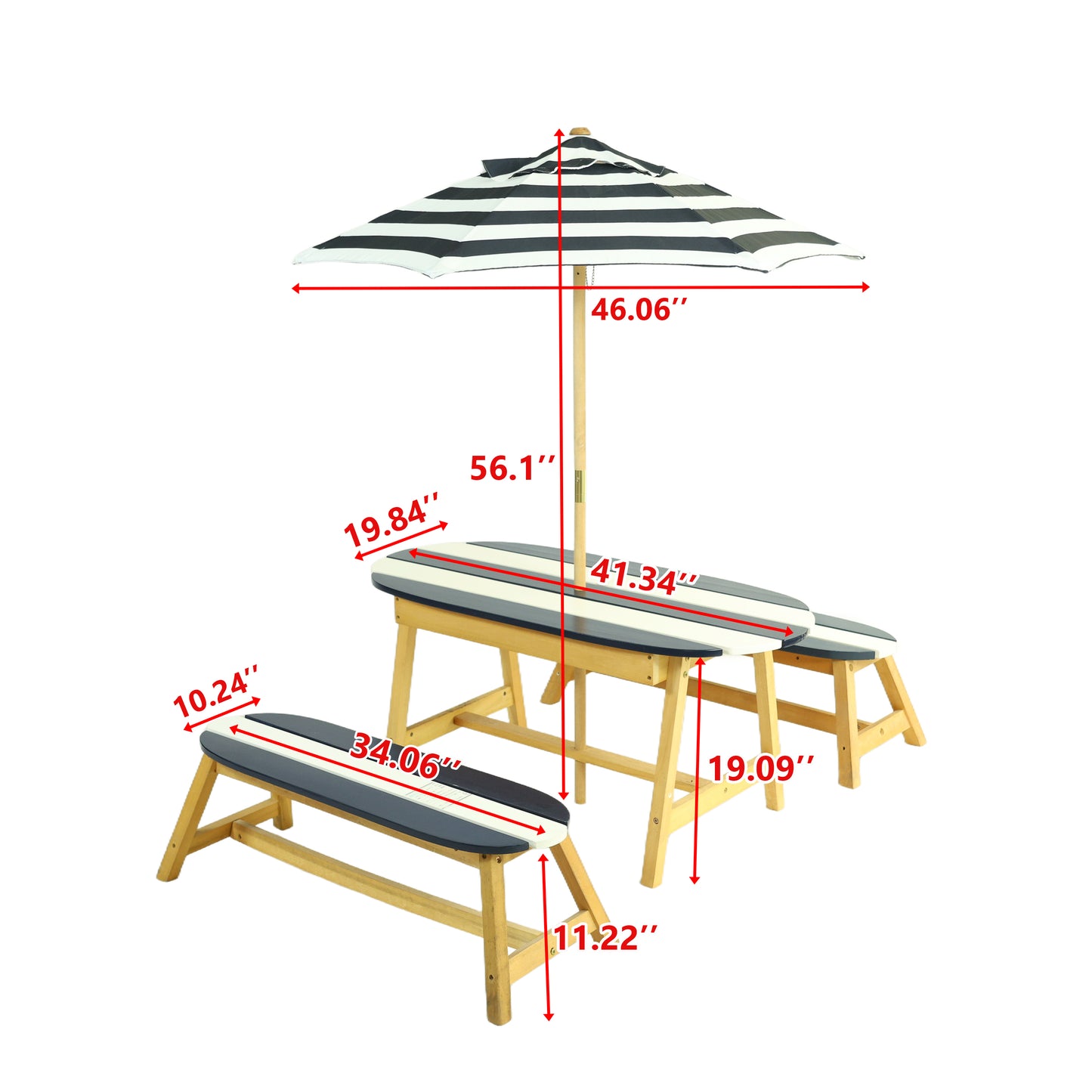 Kids Outdoor Picnic Table with Umbrella