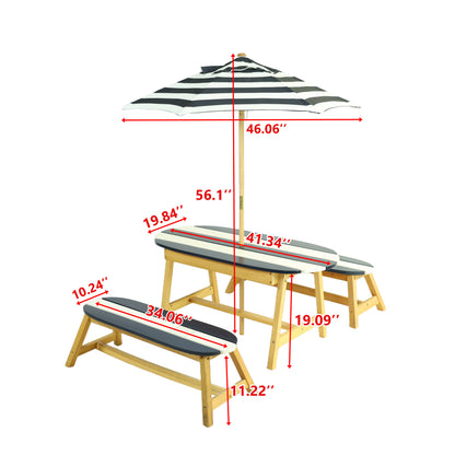 Kids Outdoor Picnic Table with Umbrella