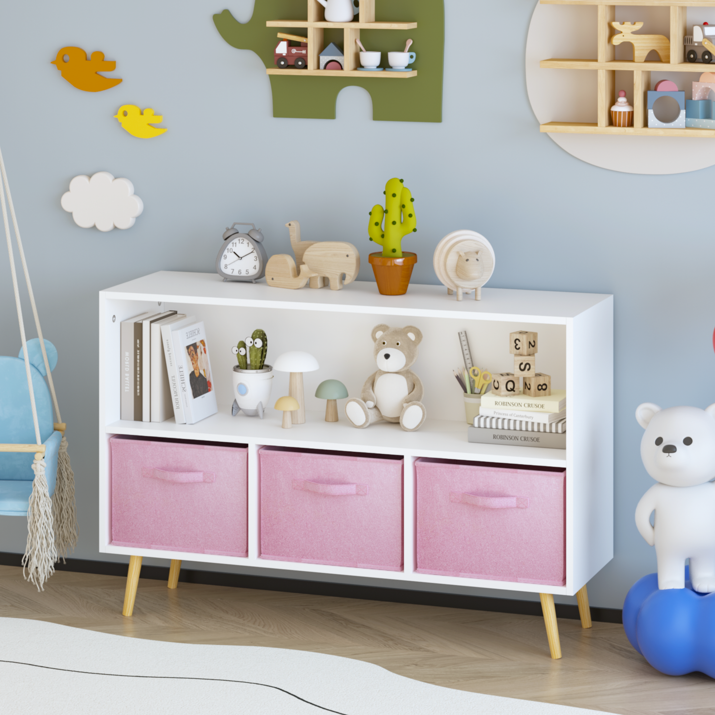 Kids Storage Cabinet with Drawers