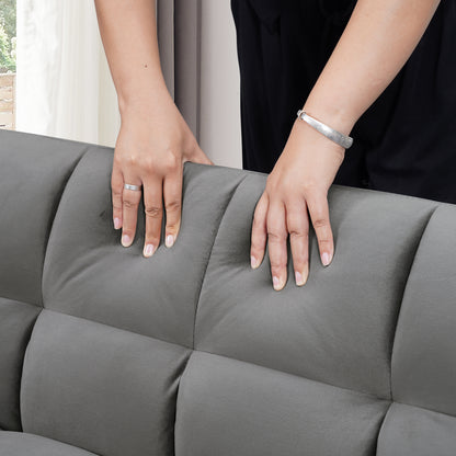 Grey Convertible Sofa Bed with Pull-Out Sleeper