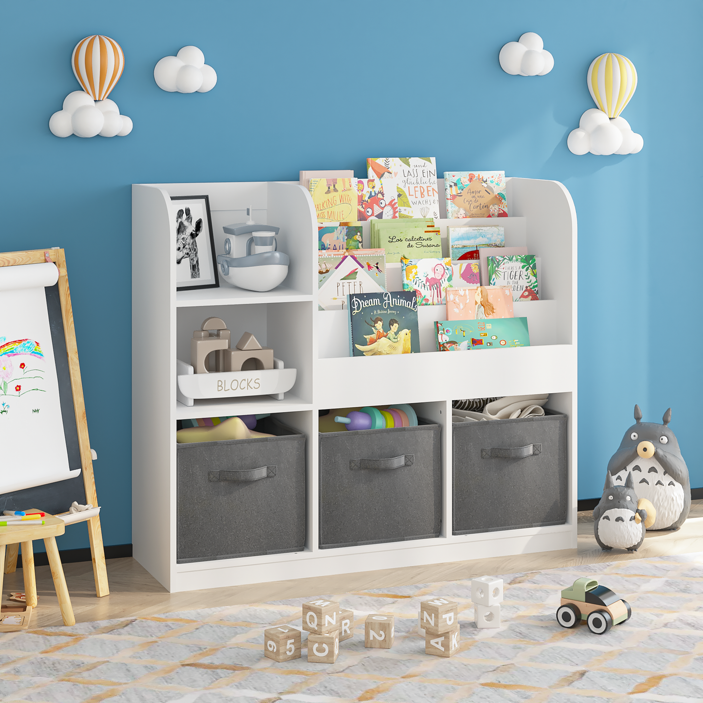 Grey Kids Storage Bookcase