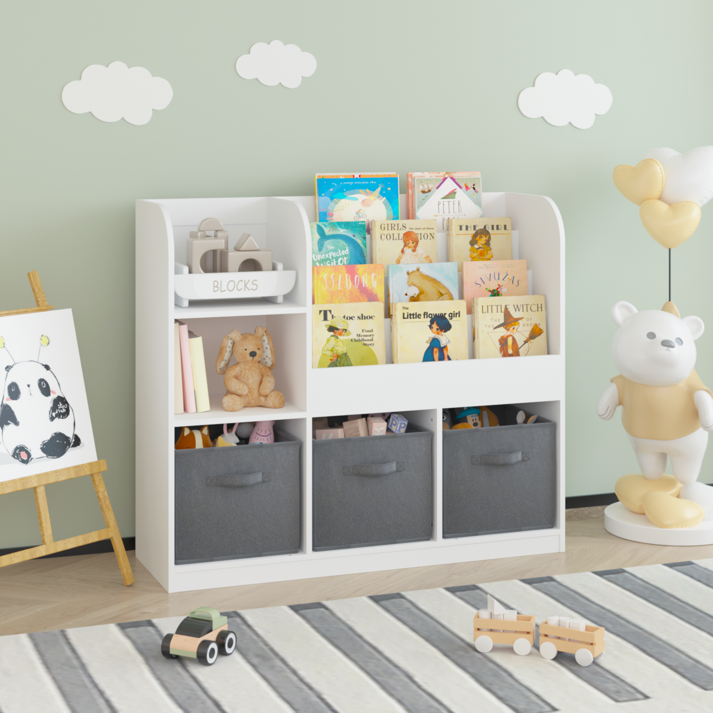 Grey Kids Storage Bookcase