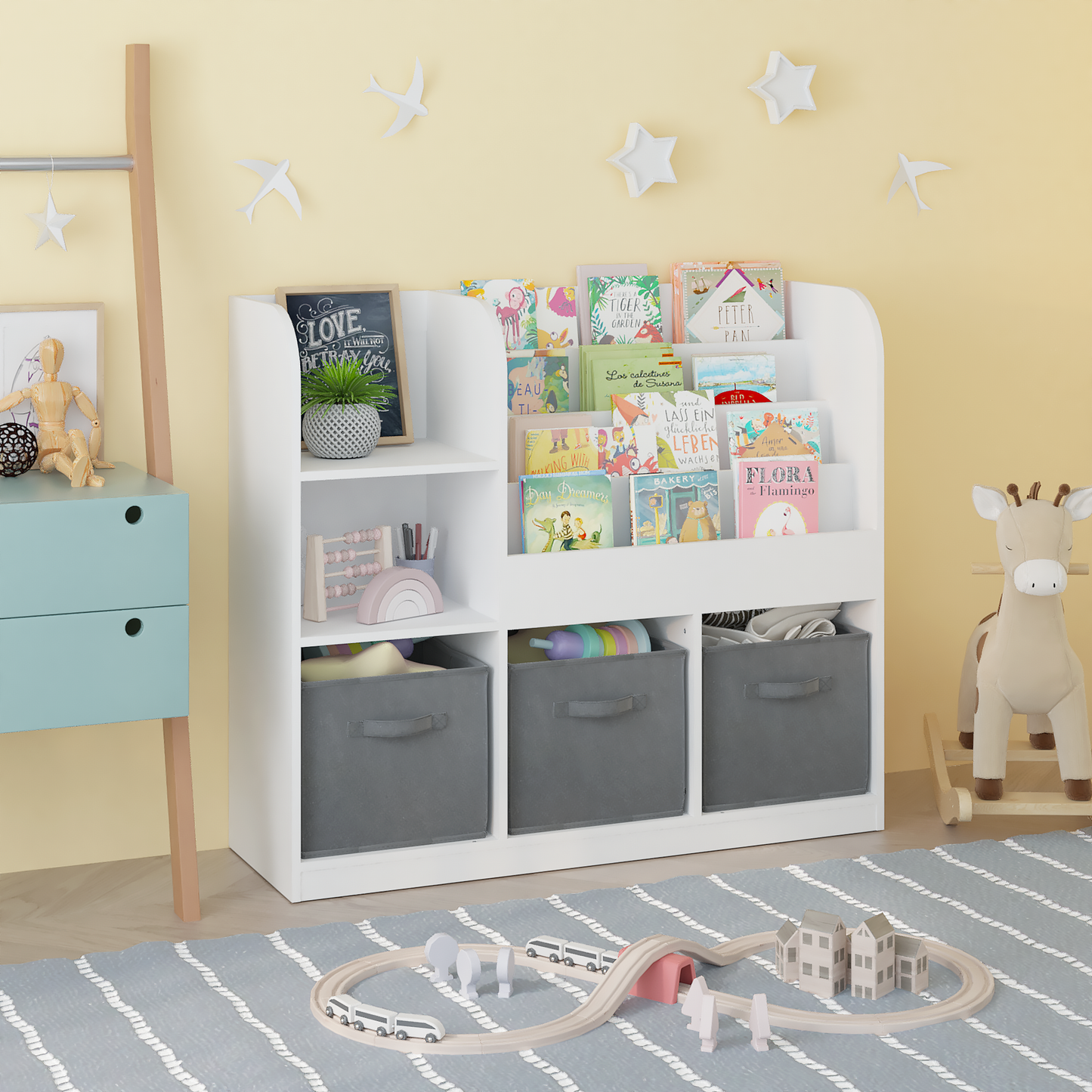 Grey Kids Storage Bookcase
