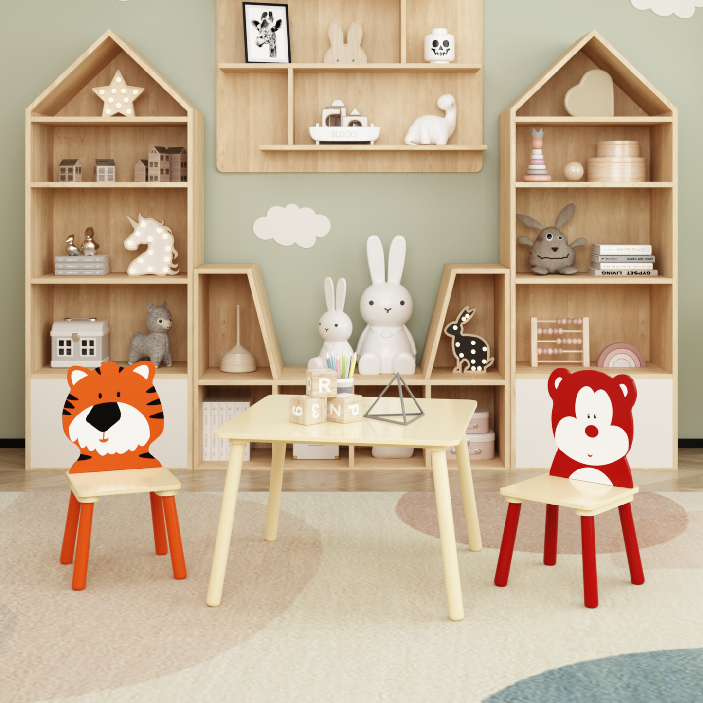 Animal Kids Table and Chairs Set