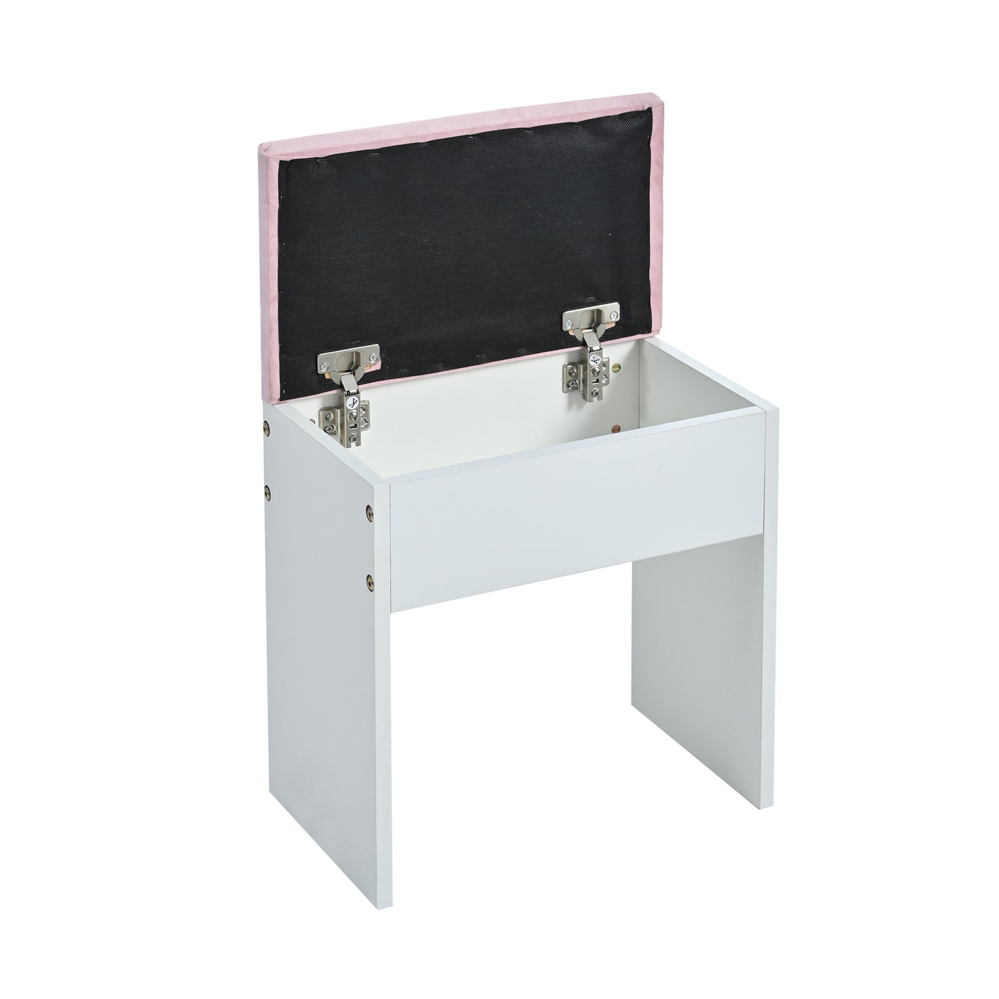 Pink Lighted Makeup Vanity Desk with Stool