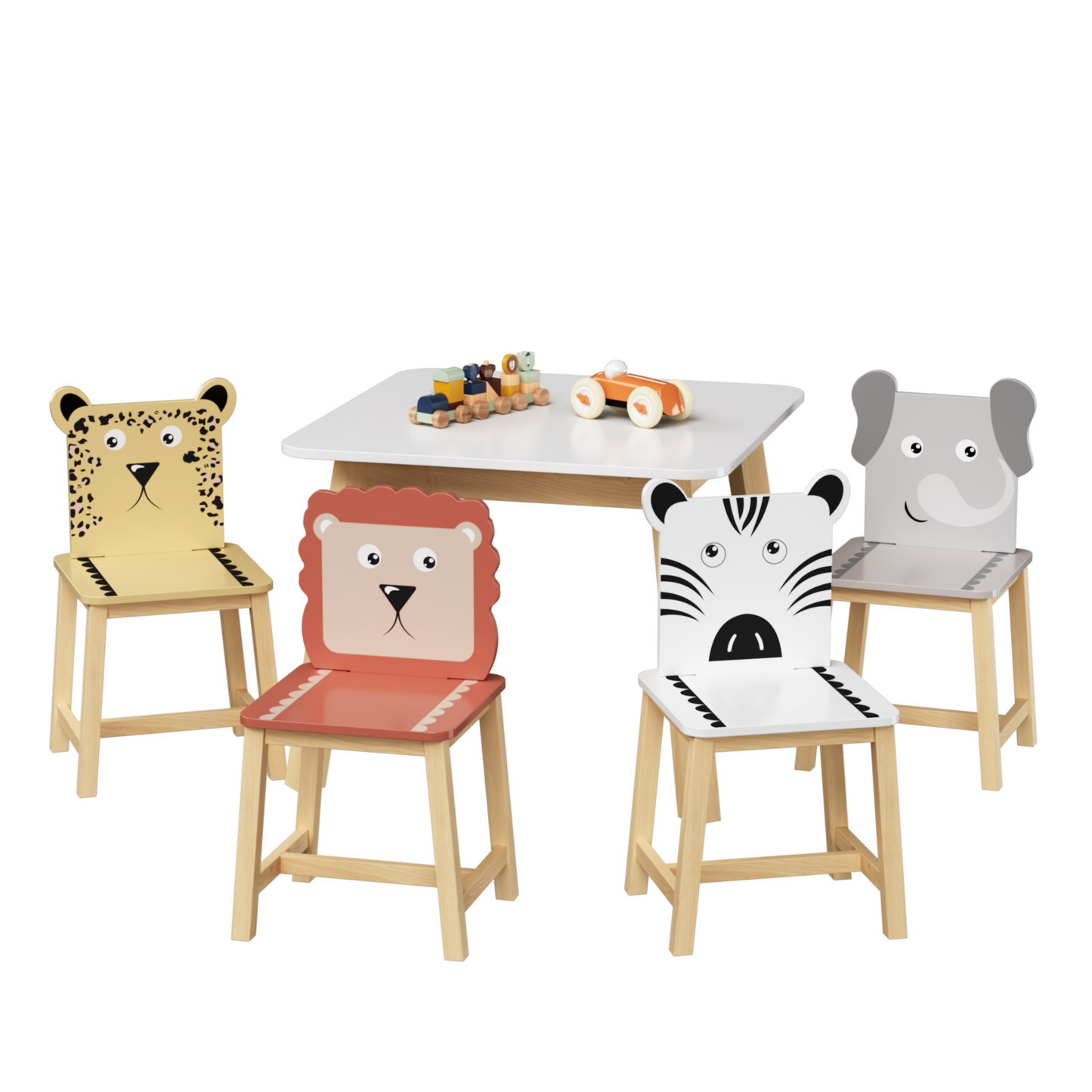 Kids Study Table and Animal Chair Set