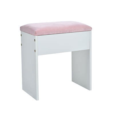 Pink Lighted Makeup Vanity Desk with Stool