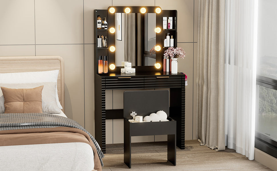 Hollywood Lighted Makeup Vanity Set with Stool