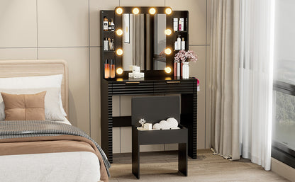 Hollywood Lighted Makeup Vanity Set with Stool
